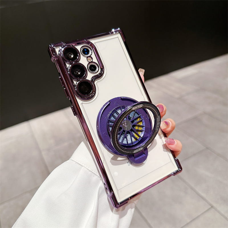 Gyroscope Transparent Phone Case With  Magnetic Bracket for Samsung Galaxy S22-25