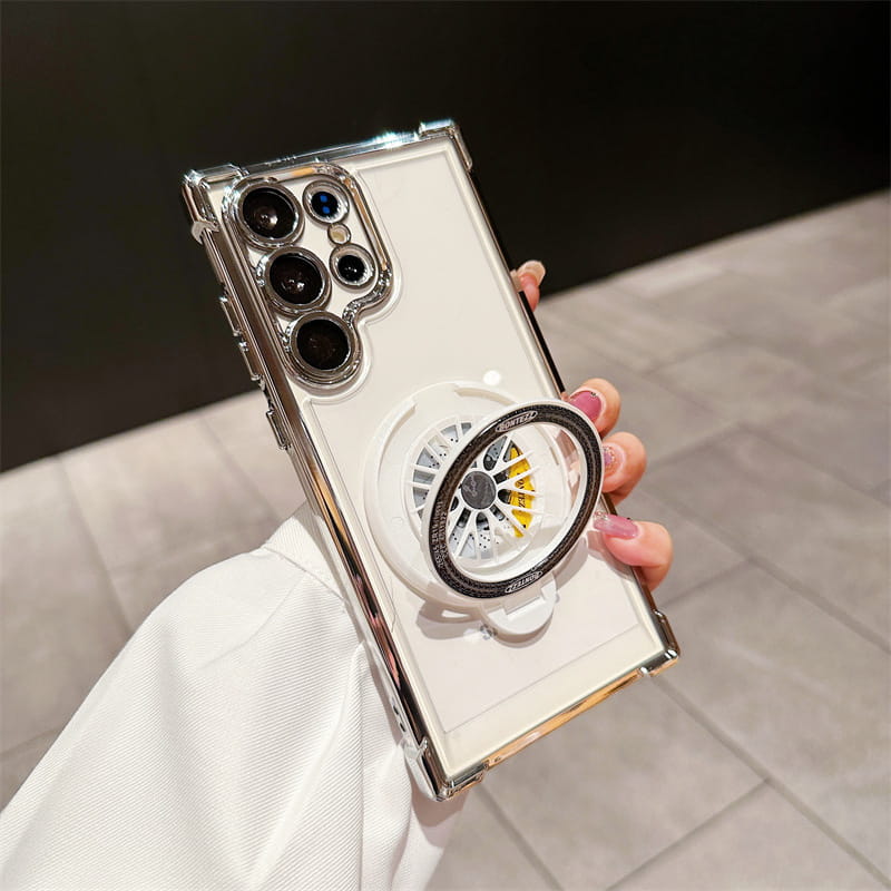 Gyroscope Transparent Phone Case With  Magnetic Bracket for Samsung Galaxy S22-25