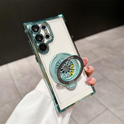 Gyroscope Transparent Phone Case With  Magnetic Bracket for Samsung Galaxy S22-25