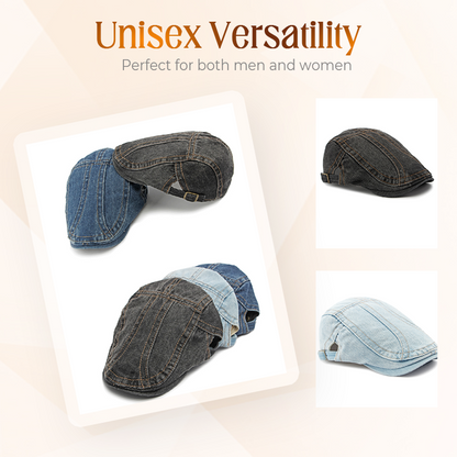 🍃 LIMITED-TIME 50% OFF! 👒 Unisex Denim Newsboy Cap – Timeless, Adjustable, Breathable 🍂