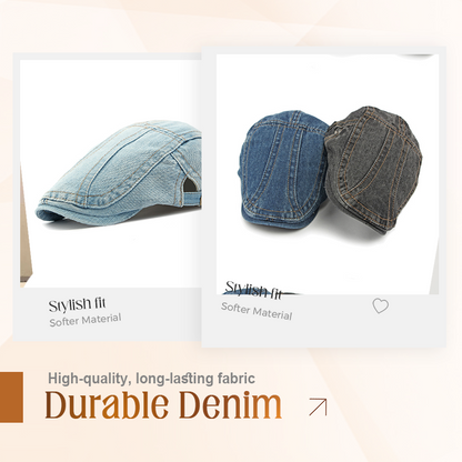 🍃 LIMITED-TIME 50% OFF! 👒 Unisex Denim Newsboy Cap – Timeless, Adjustable, Breathable 🍂