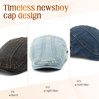 🍃 LIMITED-TIME 50% OFF! 👒 Unisex Denim Newsboy Cap – Timeless, Adjustable, Breathable 🍂