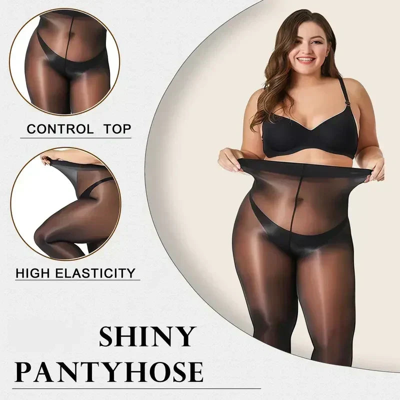 🌸👑 Transparent High-Waisted Shiny Sheer Tights for Women - Sheer & Comfortable