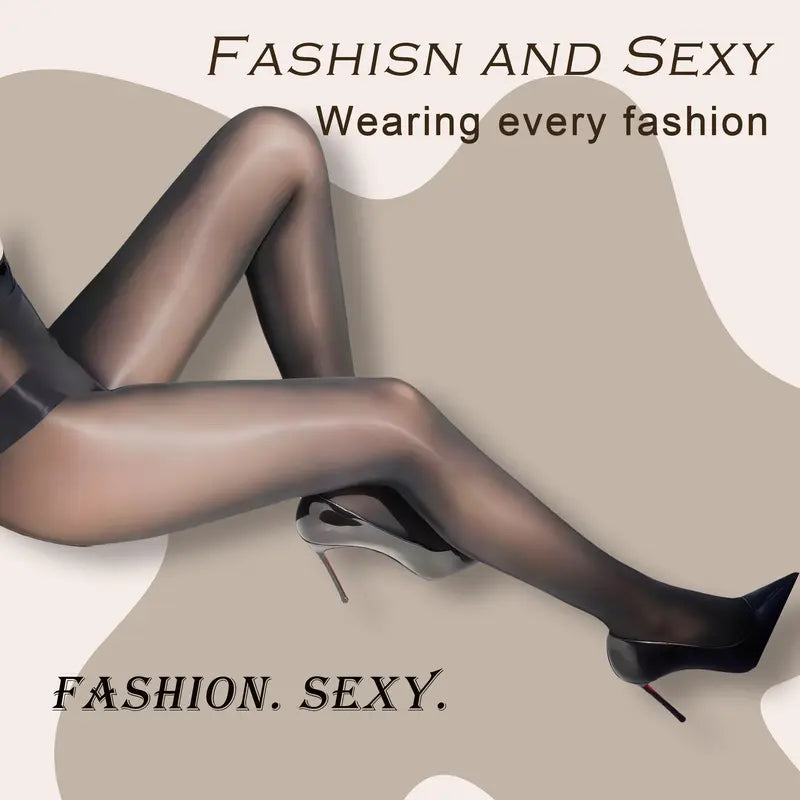 🌸👑 Transparent High-Waisted Shiny Sheer Tights for Women - Sheer & Comfortable