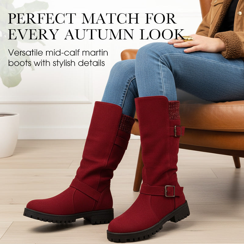 👢Pull On & Go | Women's Slouchy Faux Suede Mid-Calf Boots