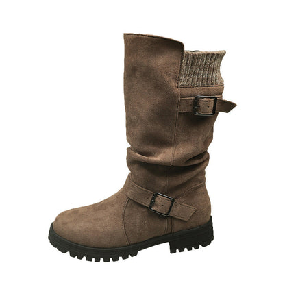 👢Pull On & Go | Women's Slouchy Faux Suede Mid-Calf Boots