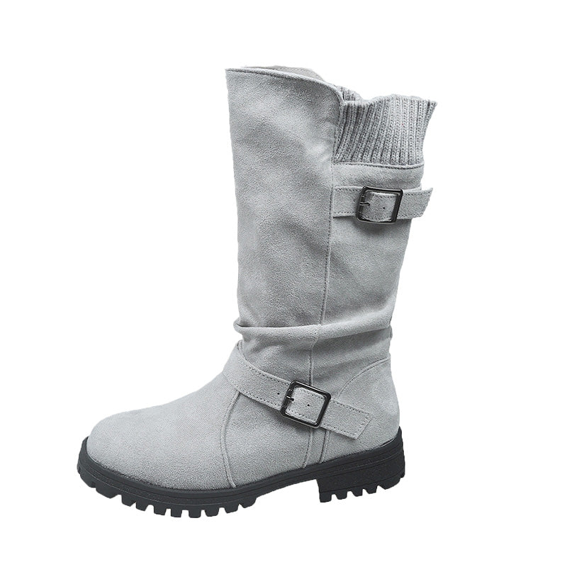 👢Pull On & Go | Women's Slouchy Faux Suede Mid-Calf Boots