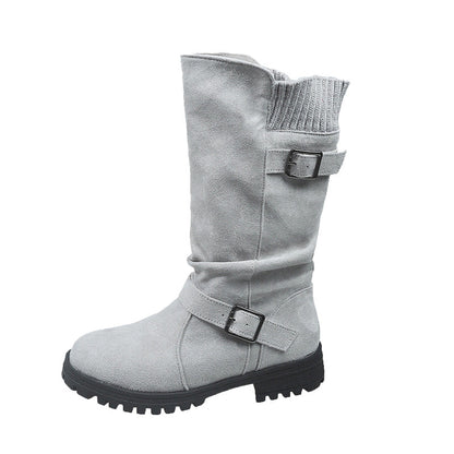 👢Pull On & Go | Women's Slouchy Faux Suede Mid-Calf Boots