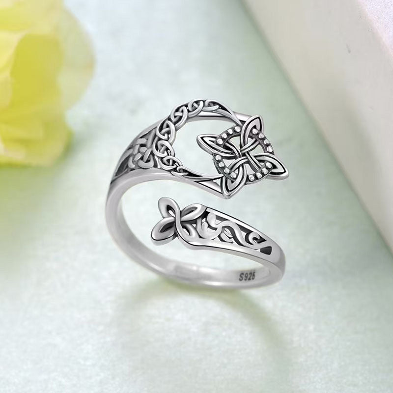 💝S925 Sterling Silver Celtic Knot Open Ring