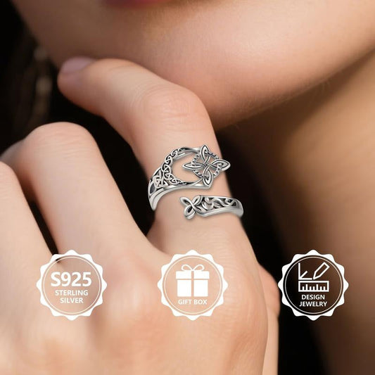 💝S925 Sterling Silver Celtic Knot Open Ring