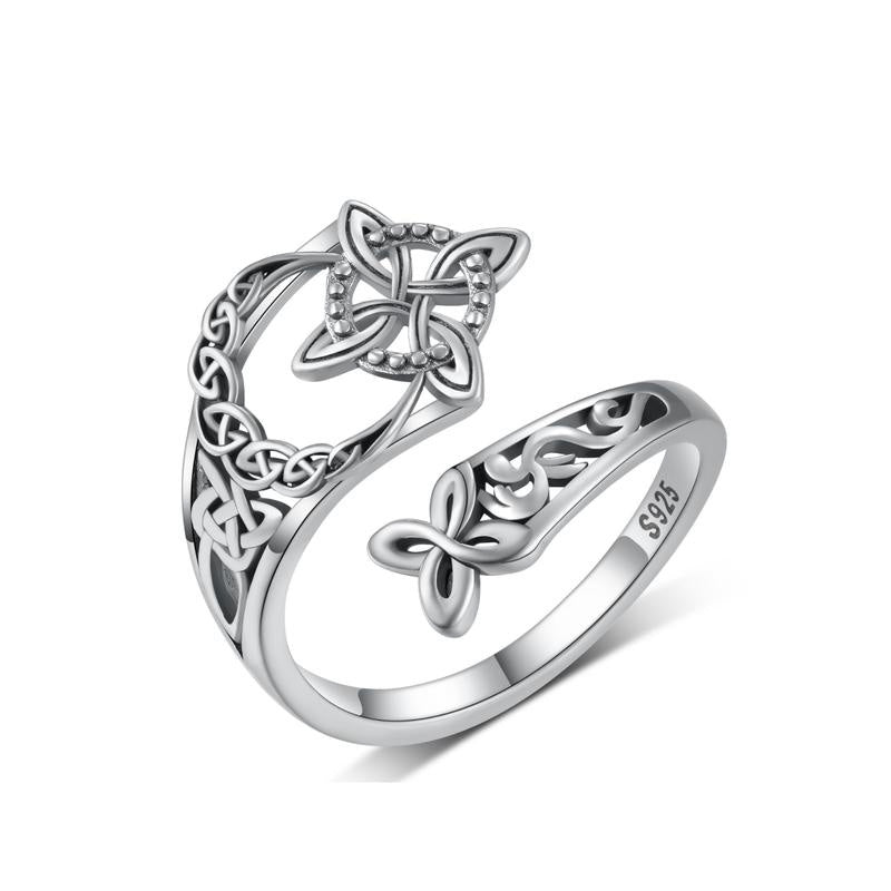 💝S925 Sterling Silver Celtic Knot Open Ring