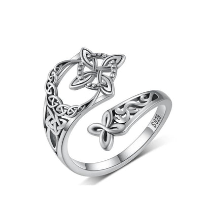 💝S925 Sterling Silver Celtic Knot Open Ring