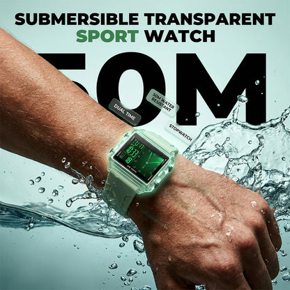 ⌚ Waterproof Transparent Digital Watch – 50M Rating, Luminous Display, Hybrid Time ✨