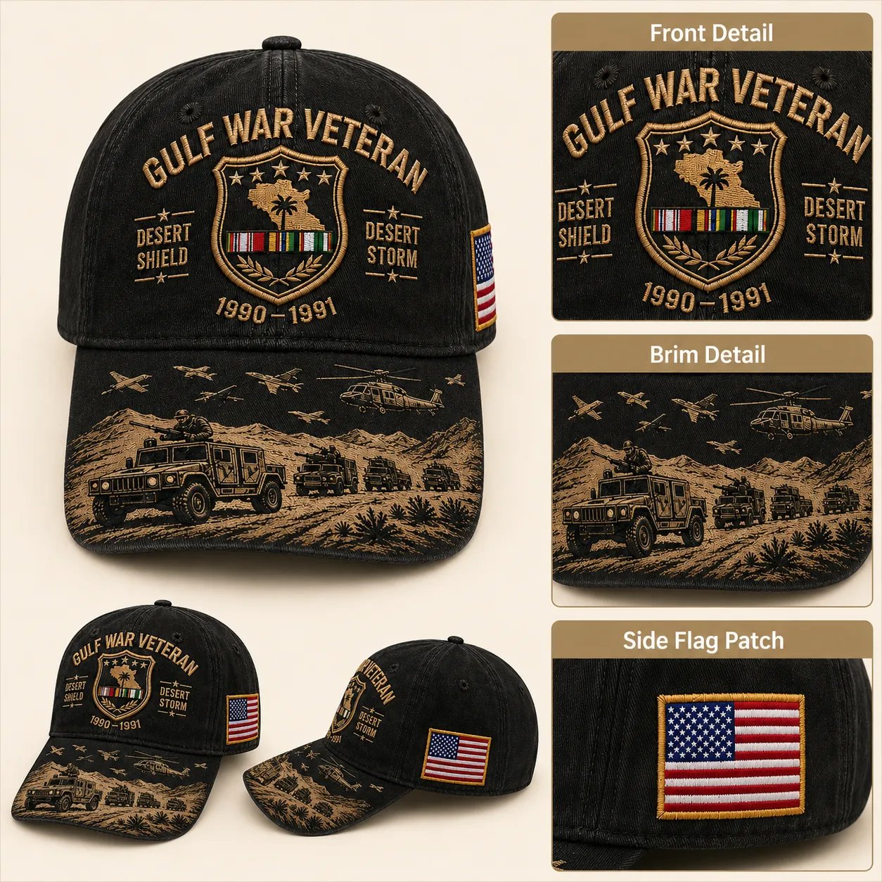 Gulf War Veteran Desert Shield & Desert Storm Commemorative Cap