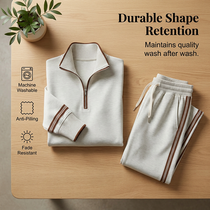 🥳🎉New Season Essentials!!🎉✨ Effortless Comfort | Women's Half-Zip Top & Wide-Leg Pants 2-Piece Set