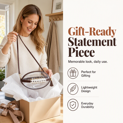 🏈 Game-Day Statement | Women's Clear Football-Shaped Crossbody Bag