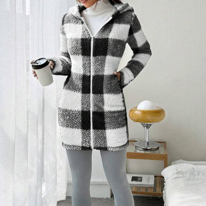💖Black Friday Mega Deal – 50% off!💖 Classic Plaid, Cozy Long-Line Coverage 🍂Women's Zip-Up Hooded Jacket