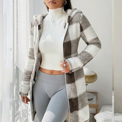 💖Black Friday Mega Deal – 50% off!💖 Classic Plaid, Cozy Long-Line Coverage 🍂Women's Zip-Up Hooded Jacket