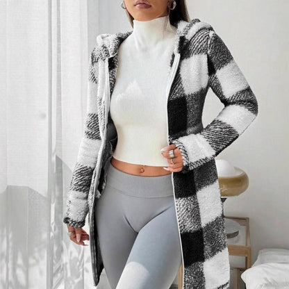 💖Black Friday Mega Deal – 50% off!💖 Classic Plaid, Cozy Long-Line Coverage 🍂Women's Zip-Up Hooded Jacket