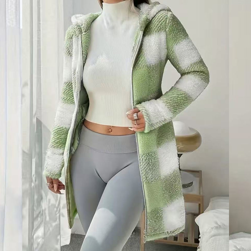 💖Black Friday Mega Deal – 50% off!💖 Classic Plaid, Cozy Long-Line Coverage 🍂Women's Zip-Up Hooded Jacket
