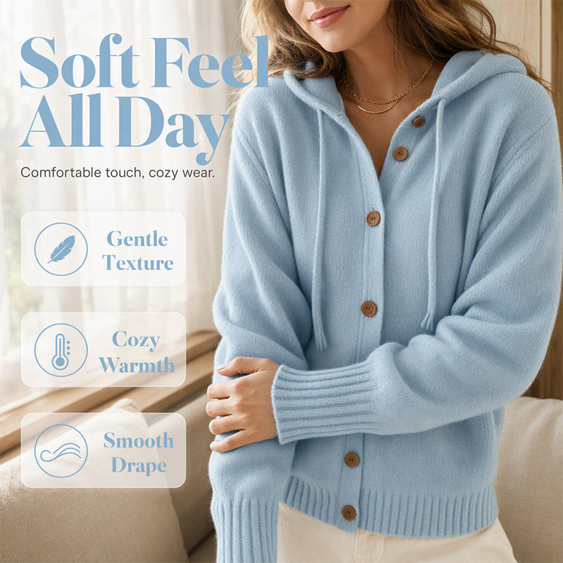 💖Black Friday Mega Deal – 50% off!💖Women's Cozy Hooded Knit Cardigan