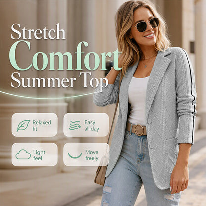 🧶 Polished Look, Relaxed Comfort | Women's Cable Knit Stripe Blazer ⚡ Free Shipping