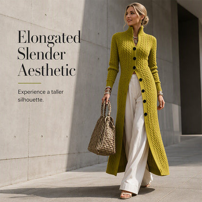 Women's Cable Knit Mock Neck Long Cardigan Duster Sweater Coat