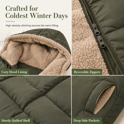🧥 Two Looks, One Cozy Coat ❄️Women's Reversible Hooded Padded Coat