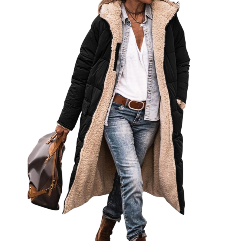🧥 Two Looks, One Cozy Coat ❄️Women's Reversible Hooded Padded Coat