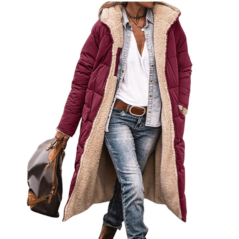 🧥 Two Looks, One Cozy Coat ❄️Women's Reversible Hooded Padded Coat
