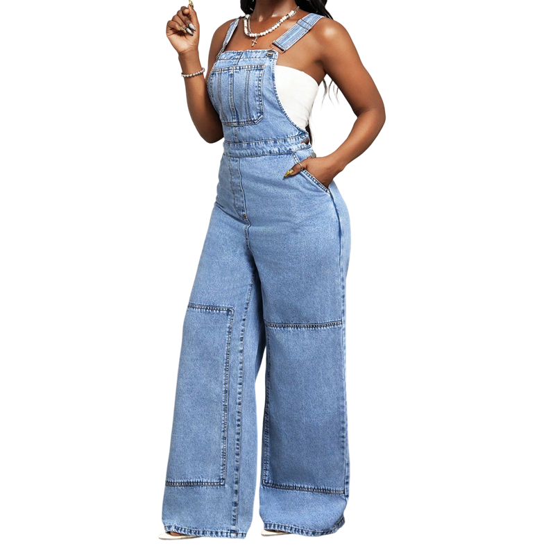 👖 Flattering One-Piece Style | Women's High-Waisted Wide-Leg Denim Jumpsuit ⚡ Free Shipping