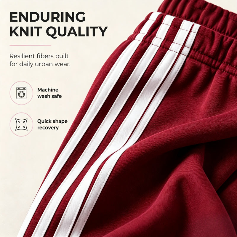 👖 Side Stripes, Leg-Lengthening Drape | Women's High-Waist Wide-Leg Sweatpants