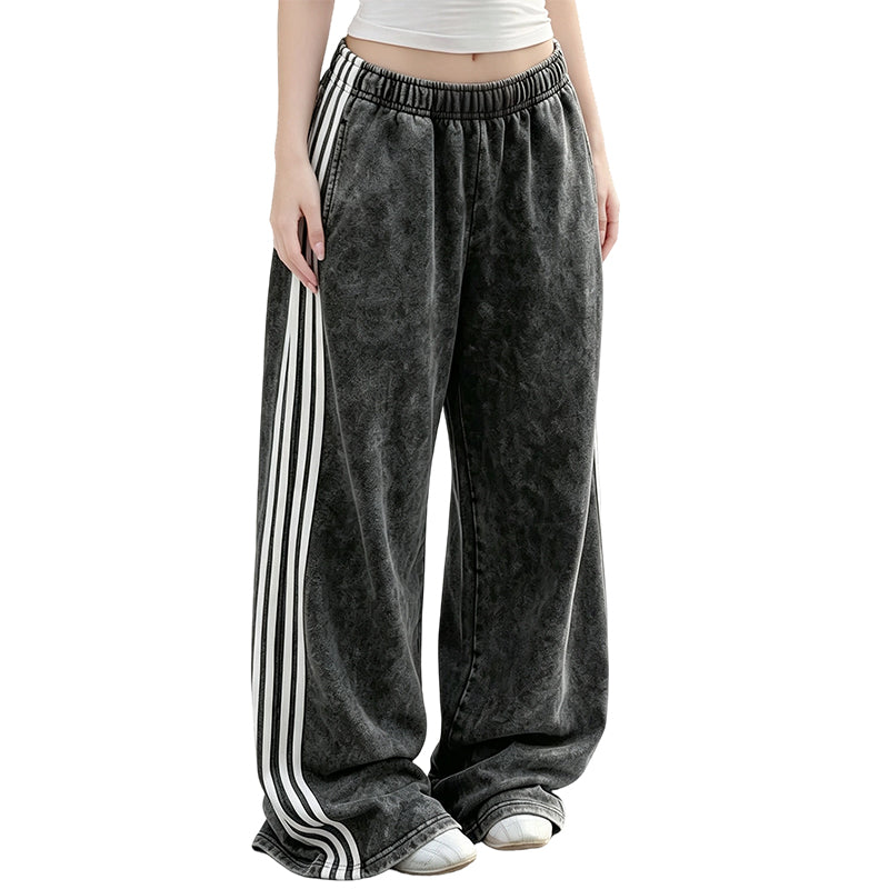 👖 Side Stripes, Leg-Lengthening Drape | Women's High-Waist Wide-Leg Sweatpants