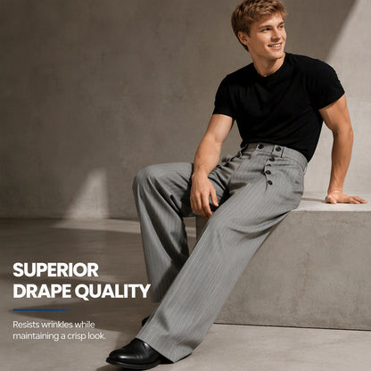 👖 Refined Urban Style | Men's High-Waisted Double-Breasted Drape Pants
