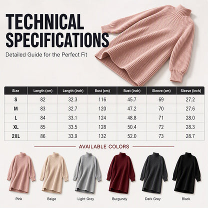 🧶 Cozy High Neck, Flattering Relaxed Drape | Women's Knit Sweater Dress