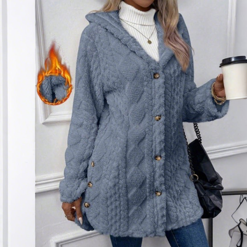 🎉 This Week's Special Sales - 50% OFF ✨ Women's Hooded Plush Fleece Button Jacket