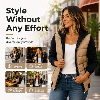 💖Black Friday Mega Deal – 50% off!💖🌸Women's Color-Block Padded Hooded Jacket
