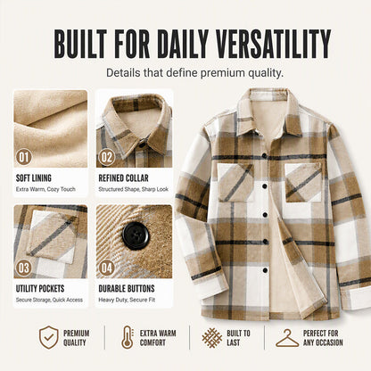 Men's Casual Flannel Plaid Shirt Jacket