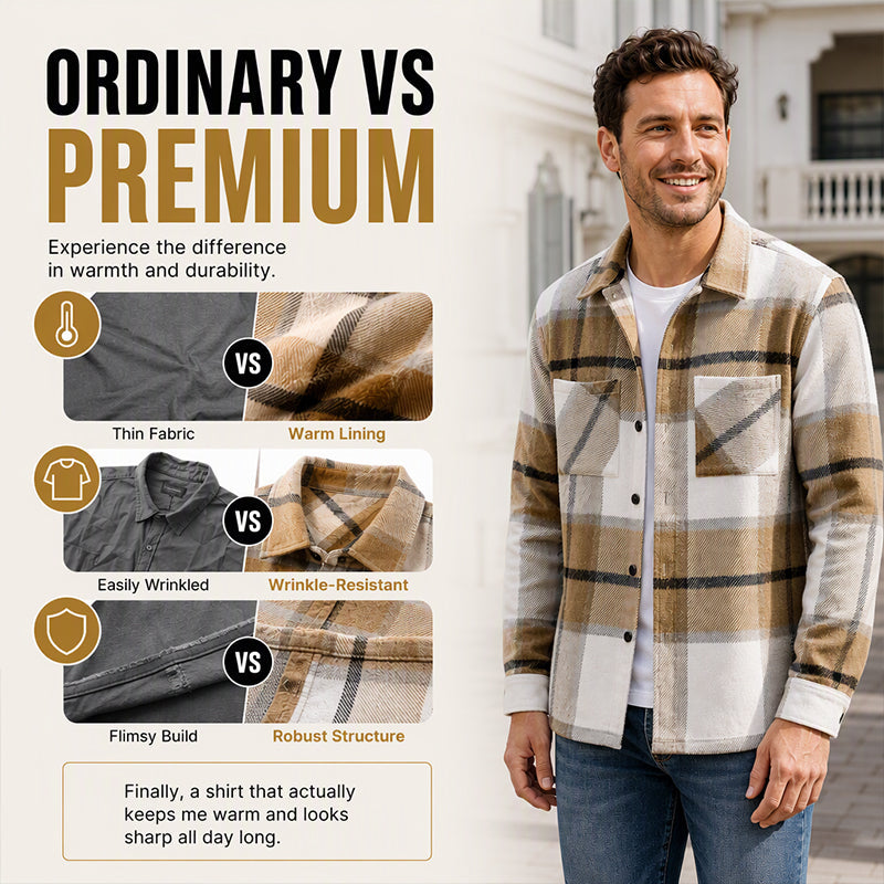 Men's Casual Flannel Plaid Shirt Jacket