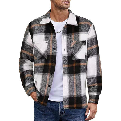 Men's Casual Flannel Plaid Shirt Jacket