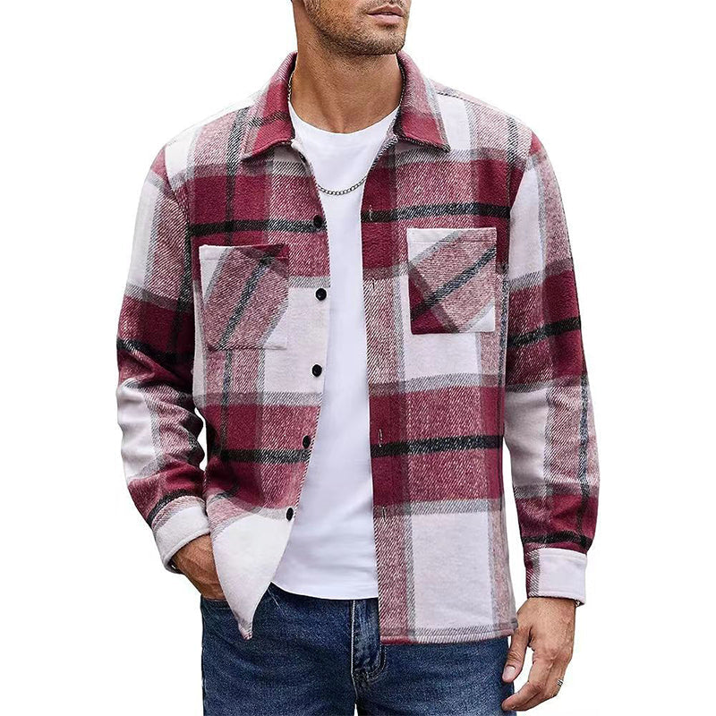 Men's Casual Flannel Plaid Shirt Jacket