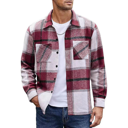 Men's Casual Flannel Plaid Shirt Jacket