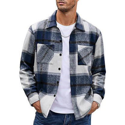 Men's Casual Flannel Plaid Shirt Jacket