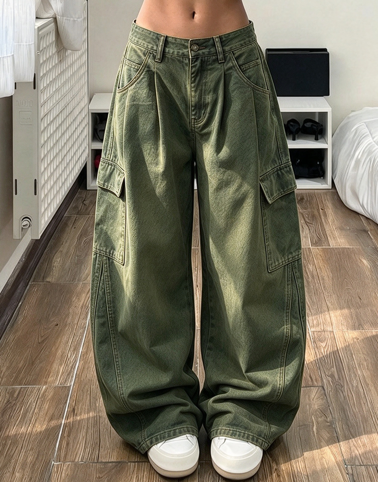 💖Black Friday Mega Deal – 50% off!💖Women's High Waisted Wide Leg Baggy Cargo Pants with Utility Pockets Loose Fit Cotton Blend Trousers