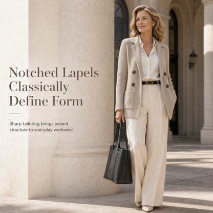 Premium Double-Breasted Knit Blazer, Elegant Ribbed Knit Jacket for Women, Casual-Formal Outerwear for the Office and Home