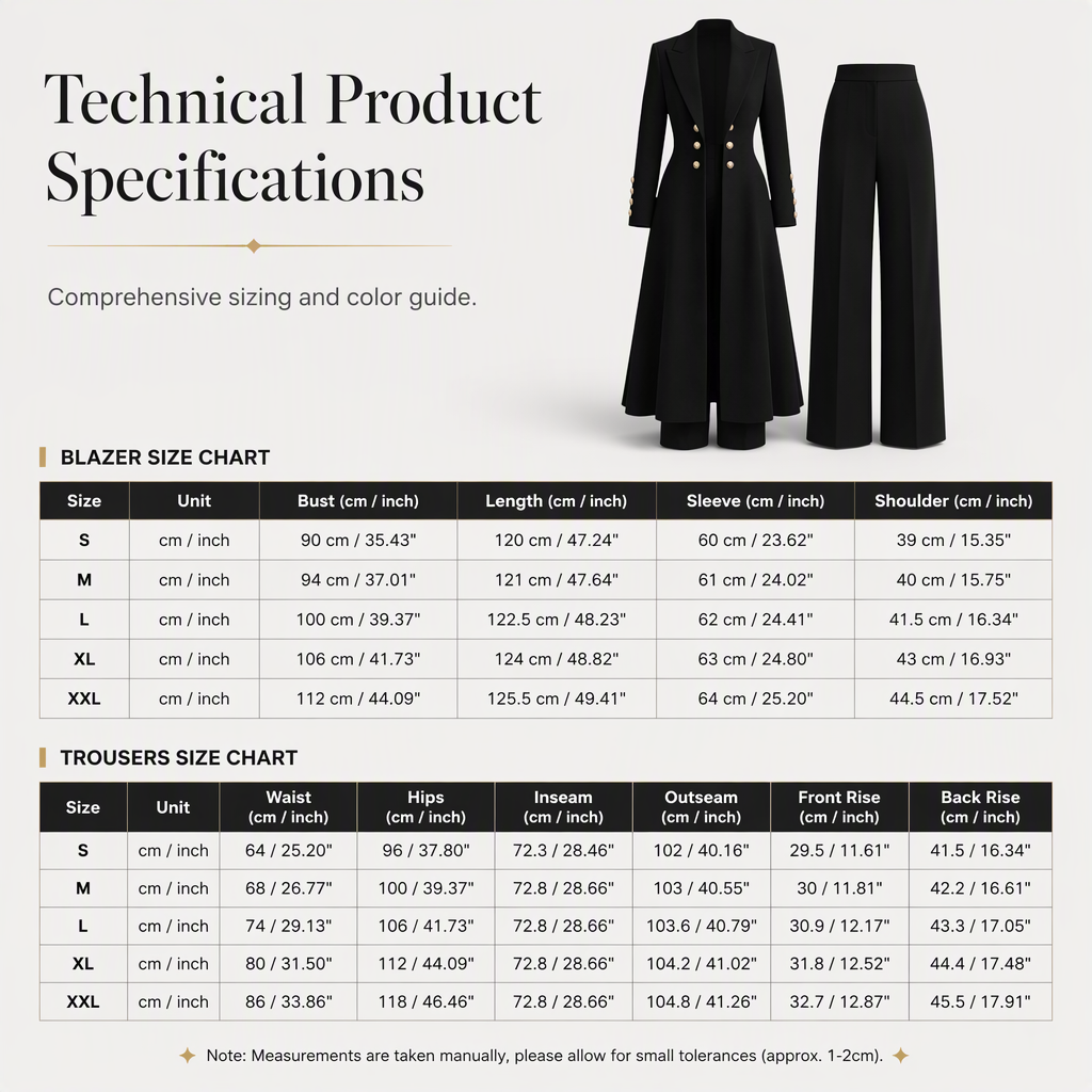 💖✨Women's Elegant Autumn 2 Piece Outfit Set with Retro Long Sleeve Coat and Simple Trousers