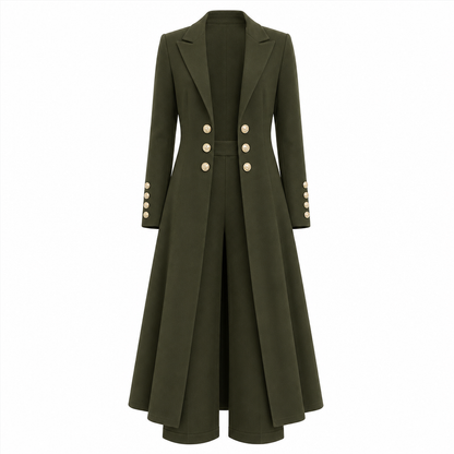 💖✨Women's Elegant Autumn 2 Piece Outfit Set with Retro Long Sleeve Coat and Simple Trousers