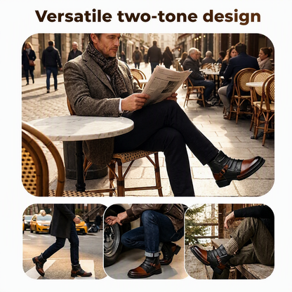 Men's Two-Tone Zipper Ankle Boots
