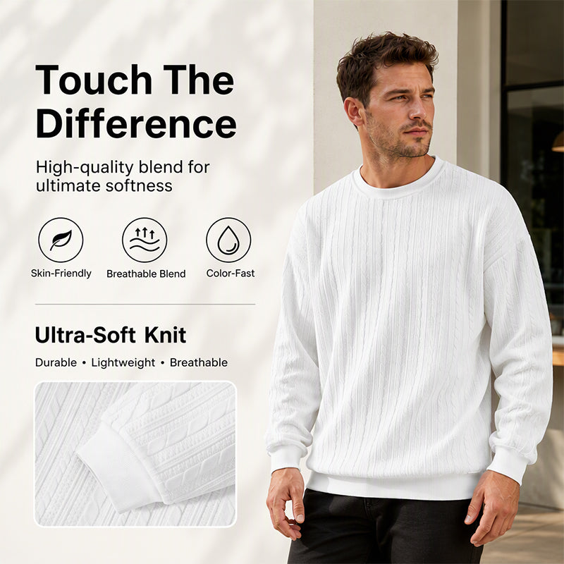 ⏰ Seasonal changeover sale: 50% off – quality at half the price! ✨Men's Cable Knit Crewneck Sweatshirt