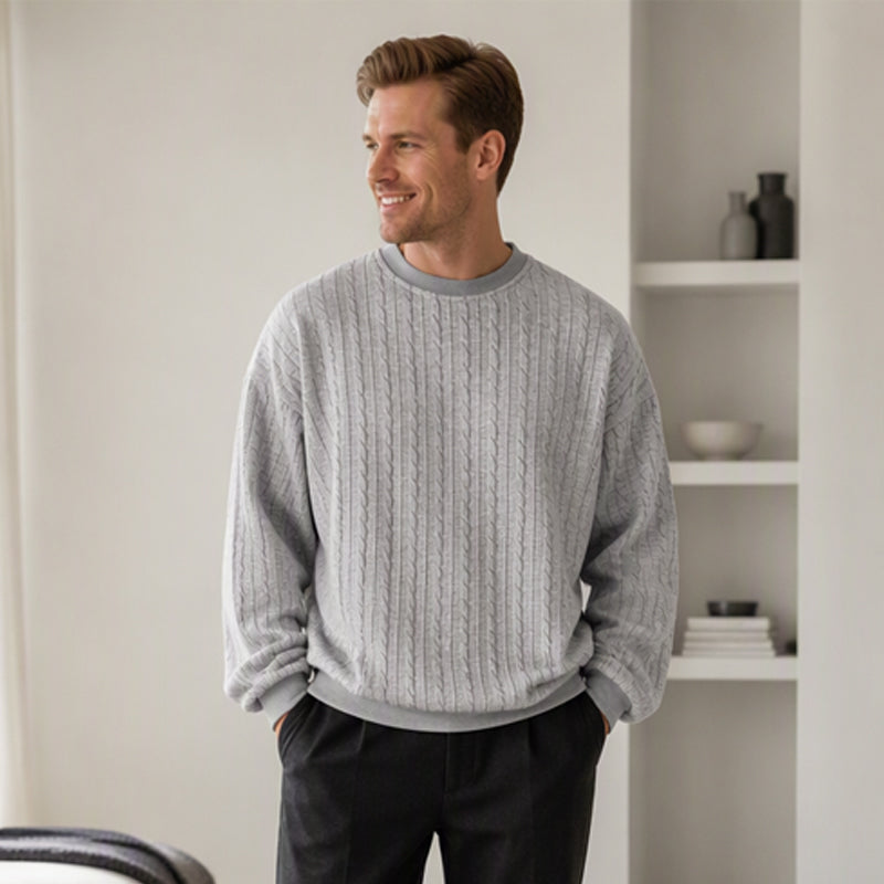 ⏰ Seasonal changeover sale: 50% off – quality at half the price! ✨Men's Cable Knit Crewneck Sweatshirt